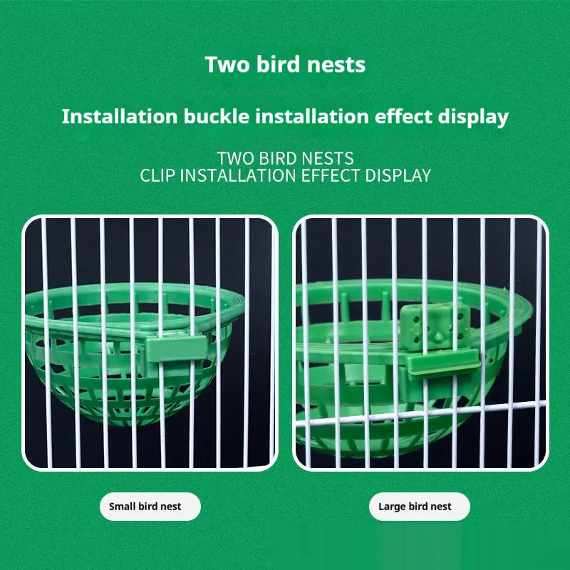 Green plastic large bird nest with split design on clean background