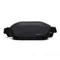 Black Oxford cloth men's messenger bag with cross-body strap and visible stitching.