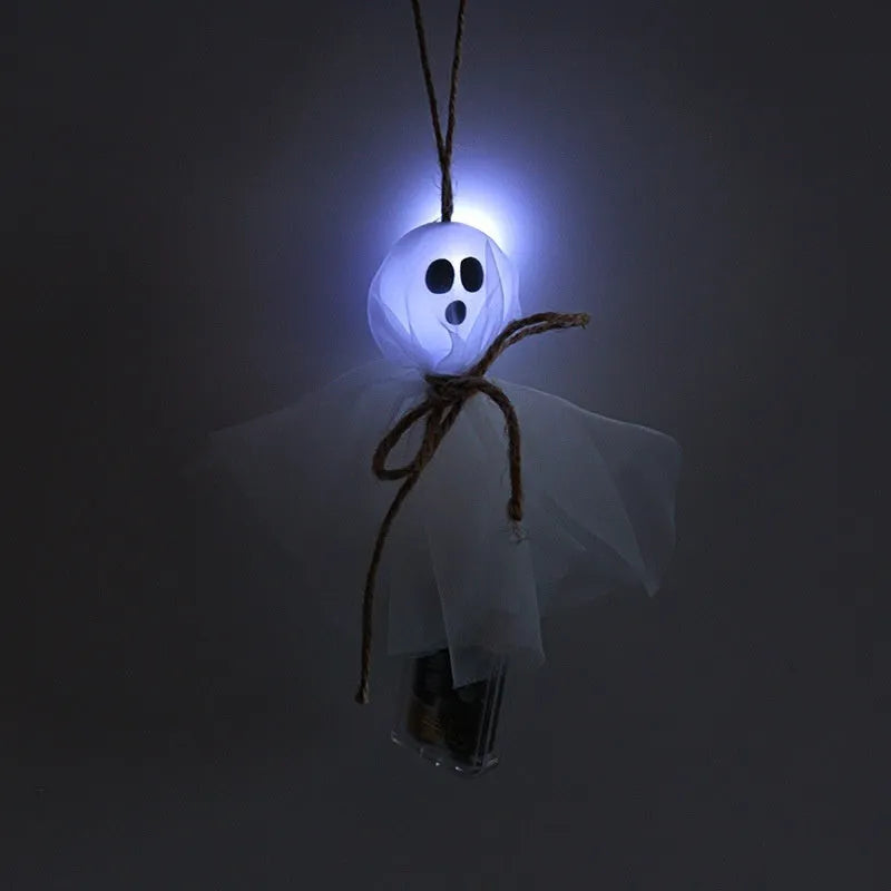 Halloween LED lighting chain with colourful ghost-themed lights for haunted house decorations