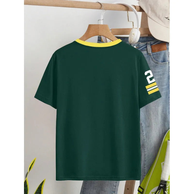 Loose fit cotton T-shirt with digital letter printing in red colour
