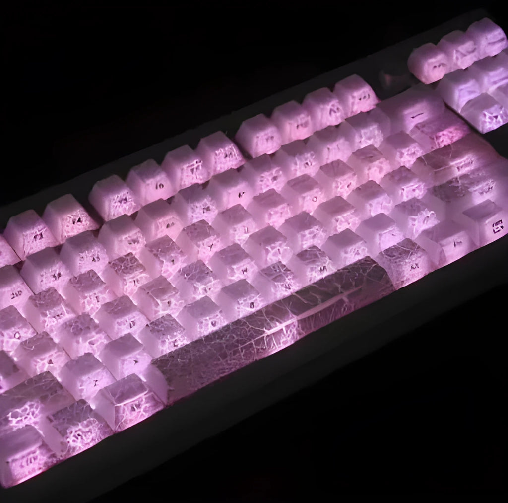 White transparent mechanical keyboard keycap set with double stitching for 123-key Qingying standard keyboards