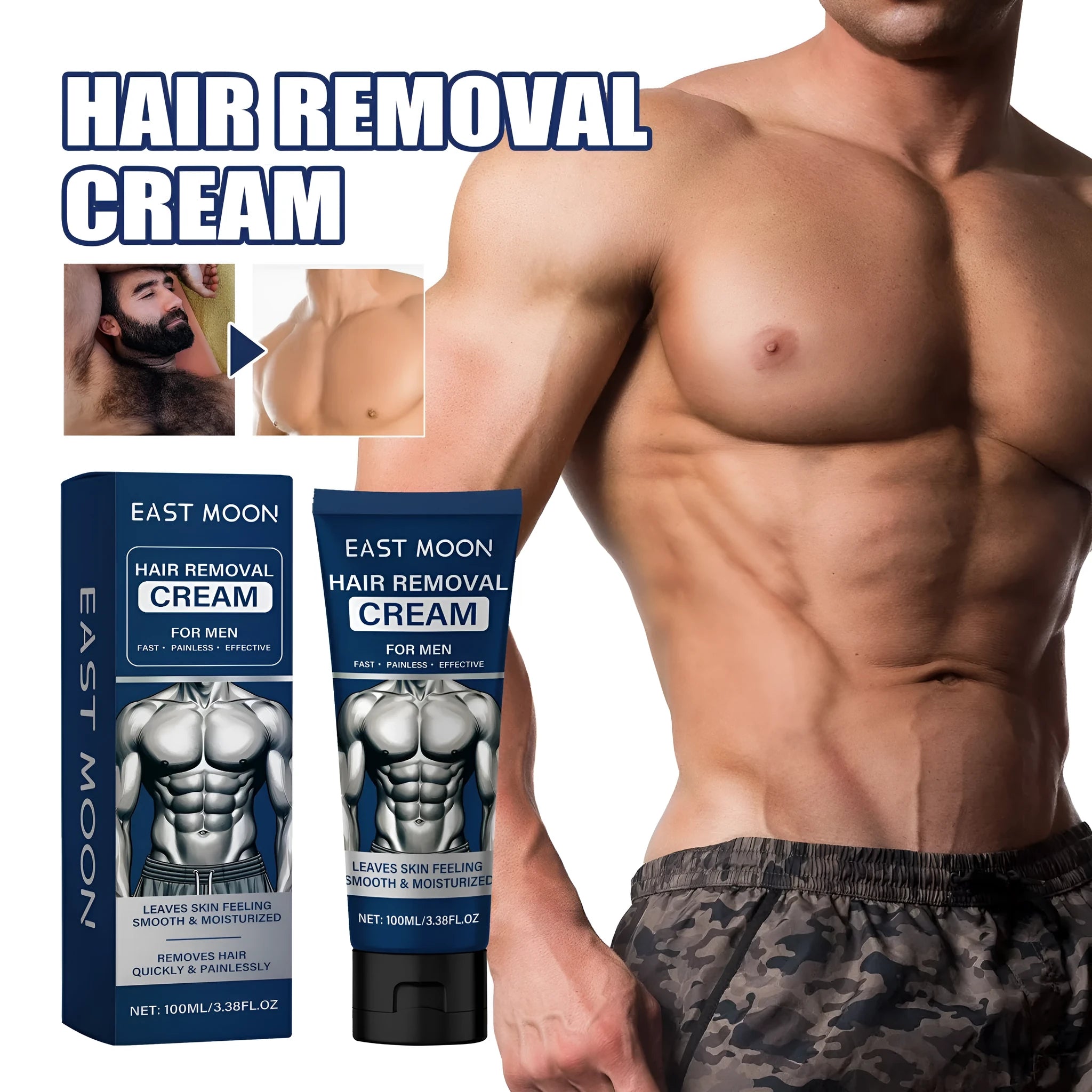 100ml tube of men's hair removal cream for lips, beard, armpits, hands and legs