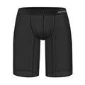 Men's mesh shorts in black colour showing seamless knitted construction and hip support design