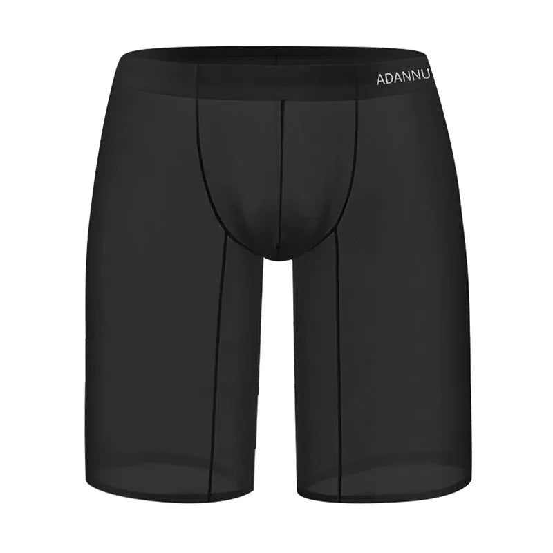 Men's mesh shorts in black colour showing seamless knitted construction and hip support design