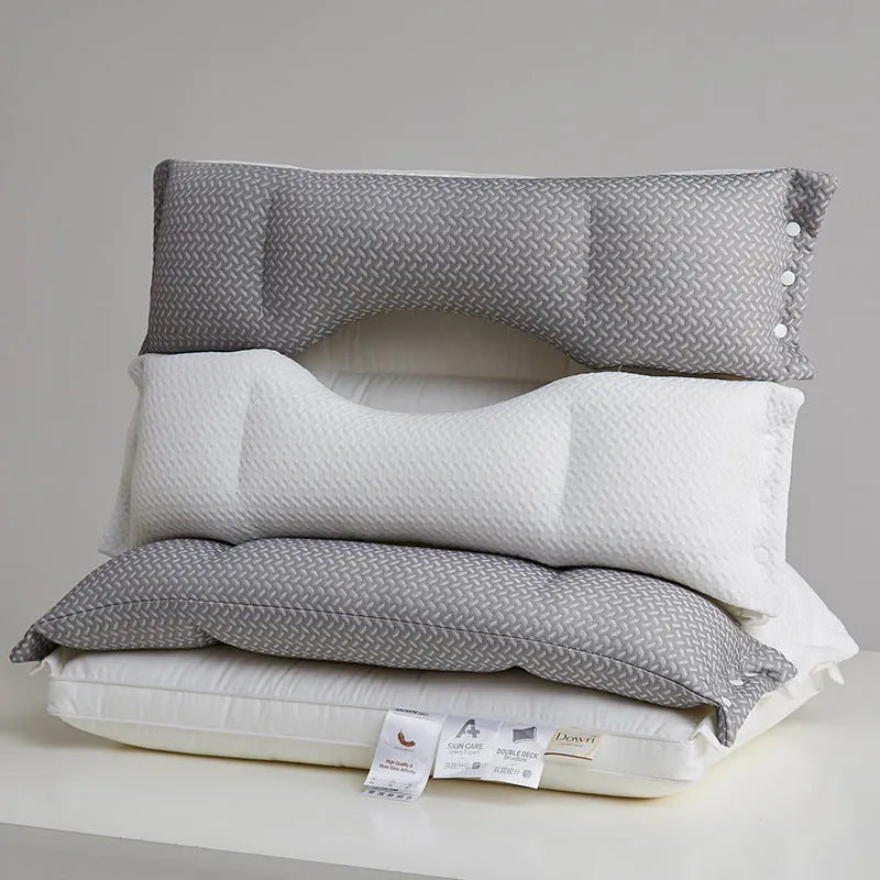 Double-layer cervical support pillow, 40x60cm, chemical fibre, low medium or high loft, adult household sleeping pillow