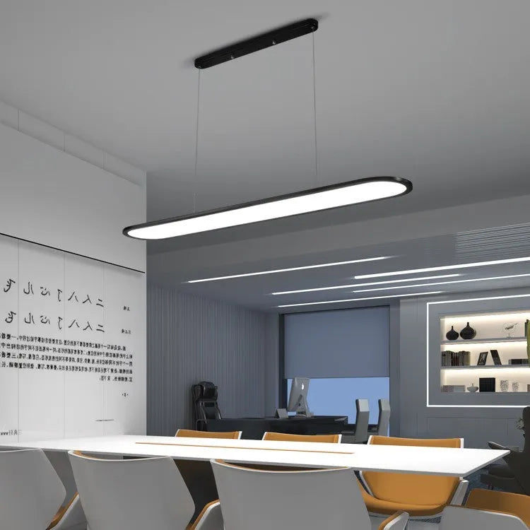 Modern strip bar LED pendant chandelier with iron lampshade, PMMA shade, white or black, fish shape