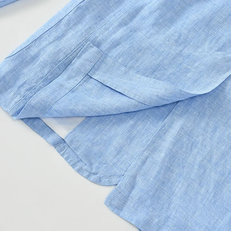 Men's lightweight linen coat in solid colour with size stick pocket