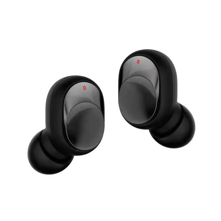 Black touch sports waterproof true wireless headphones with digital display and Bluetooth 5.0