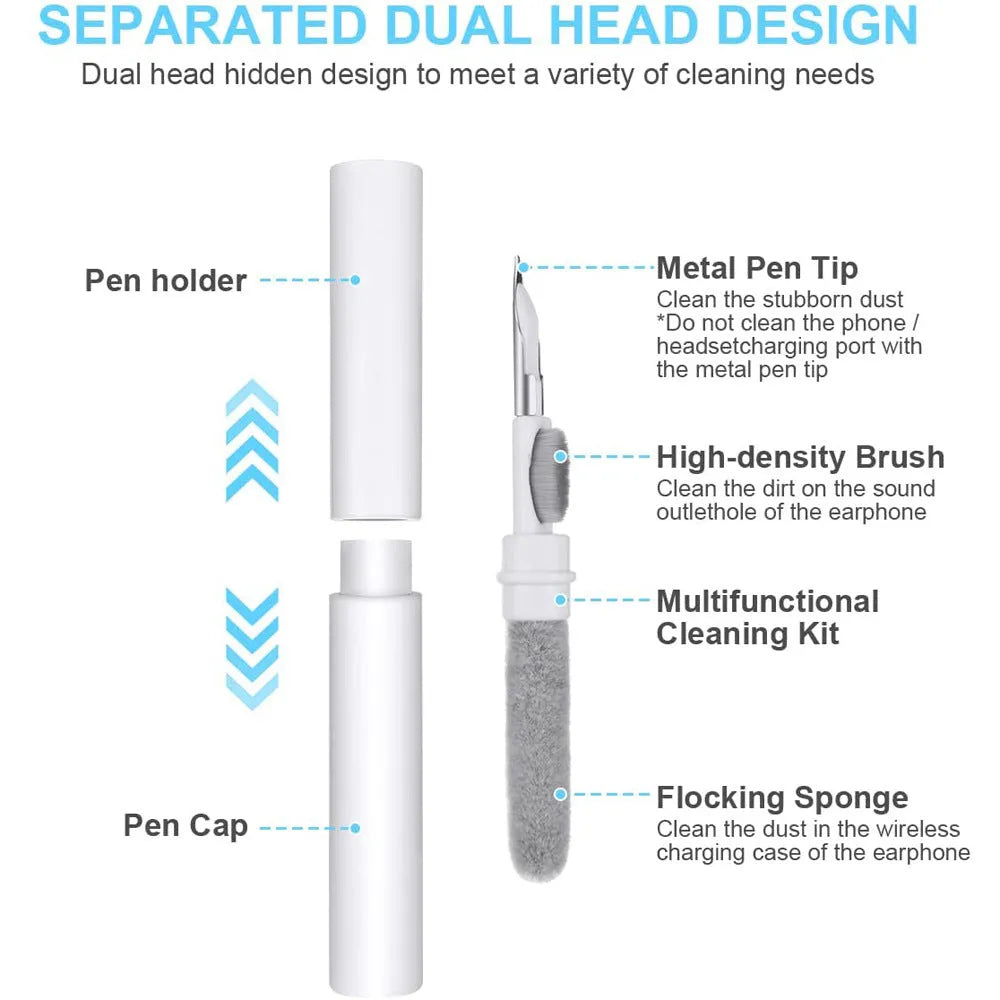 Bluetooth earbuds cleaning pen with fibre tip, 10.8cm, black colour on a surface