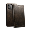 Flip phone case with magnetic card holster and stand bracket for iPhone 15 Pro Max in black