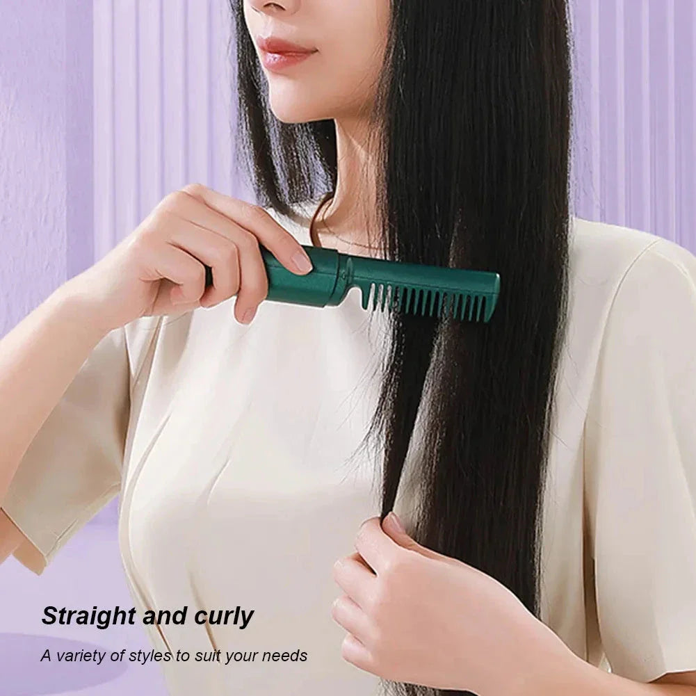 Cordless Hair Straightening and Curling Brush with 3D Teeth, Fast Heating, and Negative Ion Technology for Salon-Quality Styling Anywhere