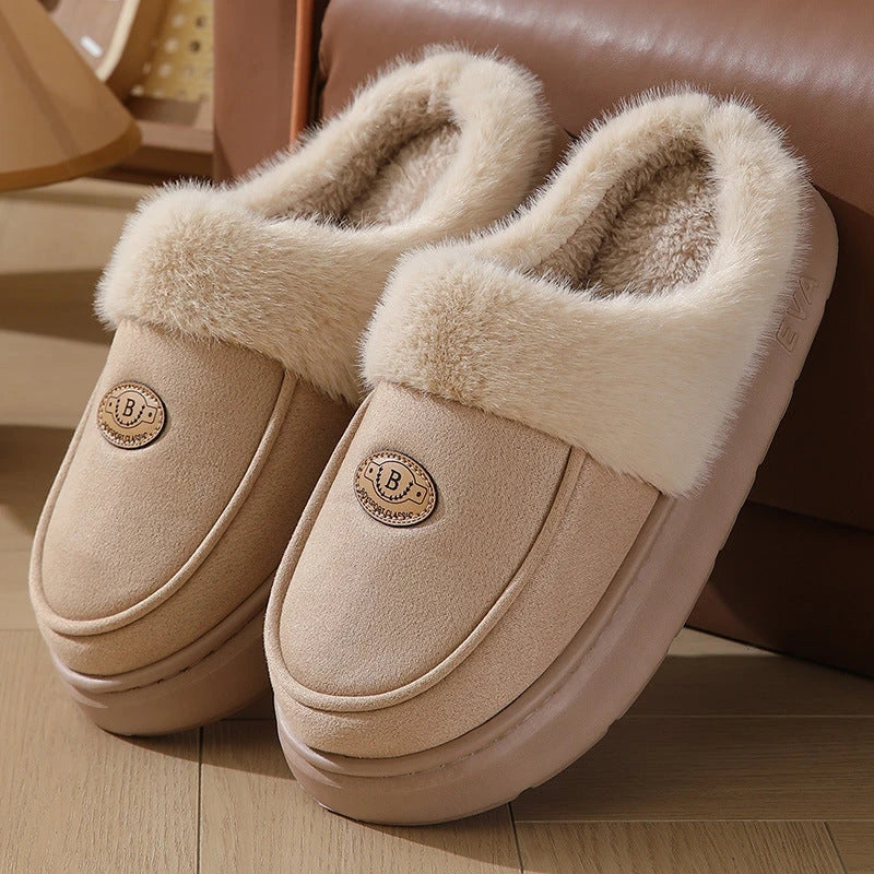 Cozy suede slippers for men with plush lining, non-slip sole, and versatile indoor/outdoor design