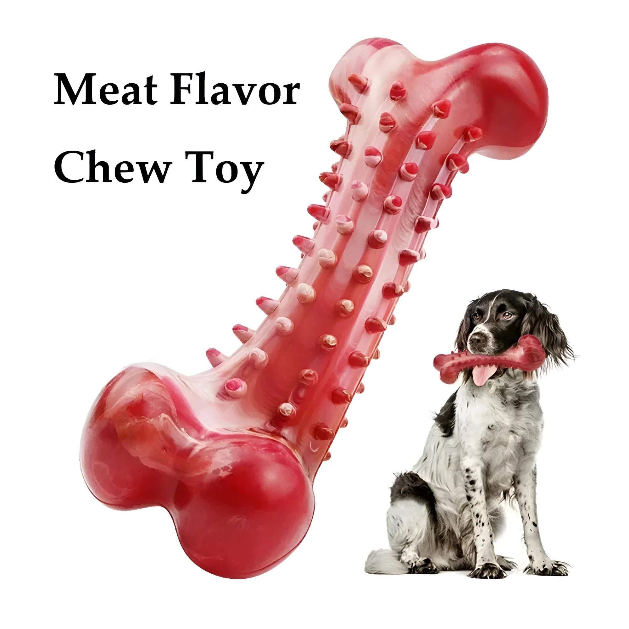 Red natural rubber chew toy for aggressive dogs with textured surface