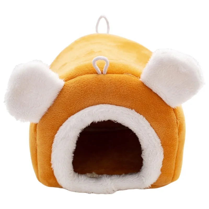 Thick cloth hamster nest bed in grey or orange, 12cm or 15cm cube, winter small pet bed