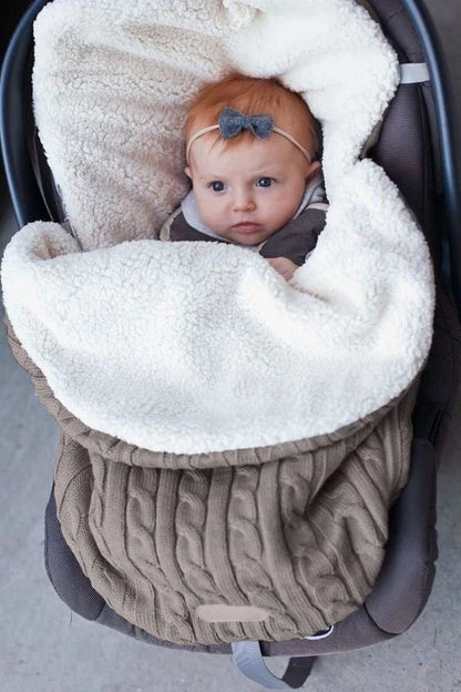 Cozy and warm baby stroller sleeping bag with plush lamb cashmere lining and cotton wool fill for superior winter comfort and protection