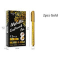 English packaging metal paint pen with plastic shell, 14cm long, gold and silver refill options