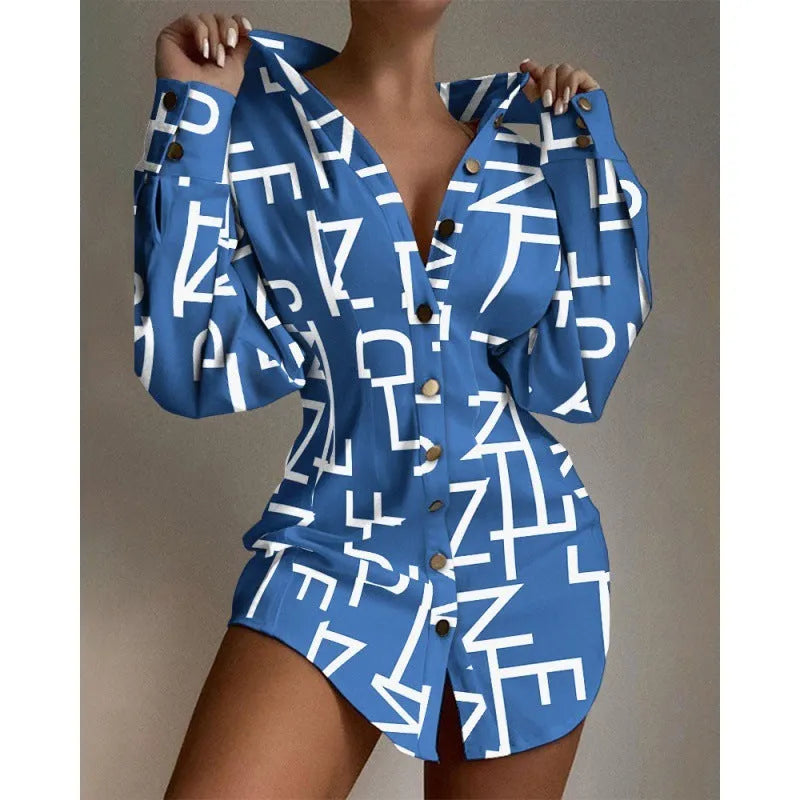 Women's art retro button-up shirt with printed waist fastener in matel silk and cashmere blend.