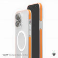 Transparent black magnetic phone case with striped anti-slip bar for iPhone 13, 14, 15 models.