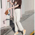 High waist flared jeans in cotton denim with loose design, shown in blue colour option