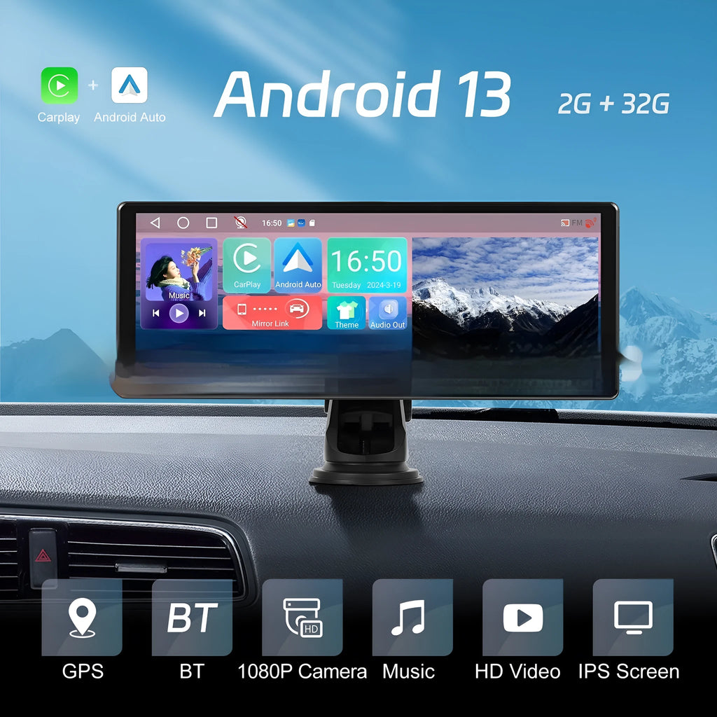 Android car stereo with 11.3-inch touchscreen display mounted in vehicle dashboard