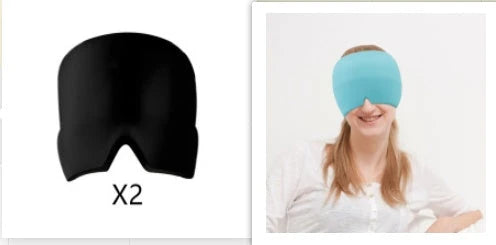 Soothing ice gel eye mask for headache relief, featuring a cooling gel pack and premium elastic cloth for a comfortable fit