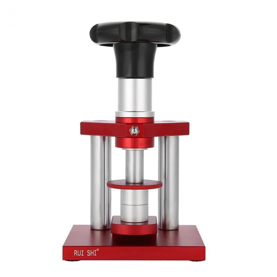 Watch repair spiral cap presser tool with set of 20 plastic moulds for back cover installation