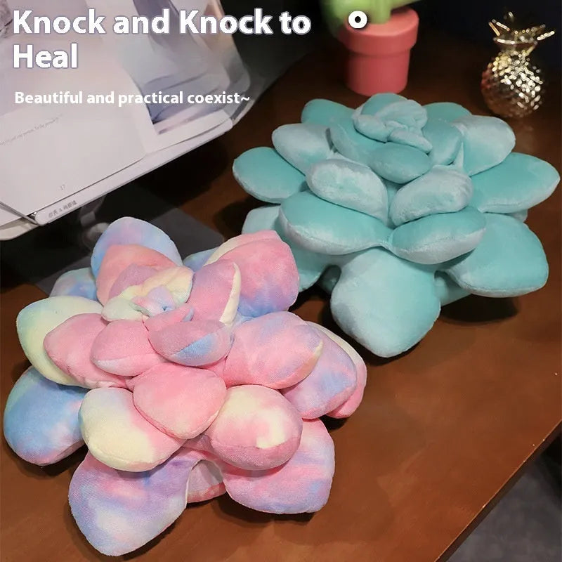 Cartoon tie-dyed succulent plush toy in dark green, light green, tender green or tie dye, 35cm or 45cm.