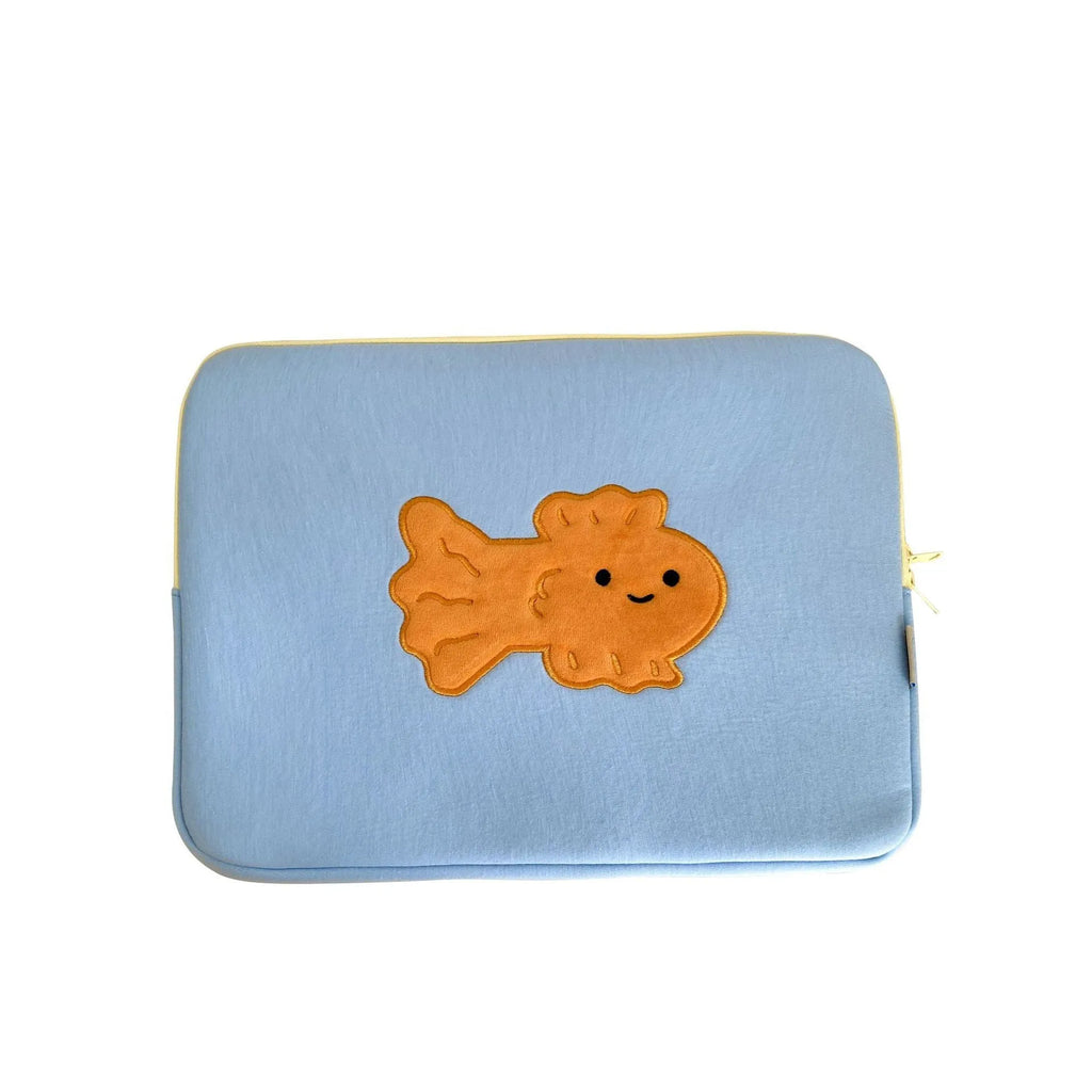 Cotton tablet sleeve bag with goldfish colour design zipper closure anti-seismic padding 11 inch
