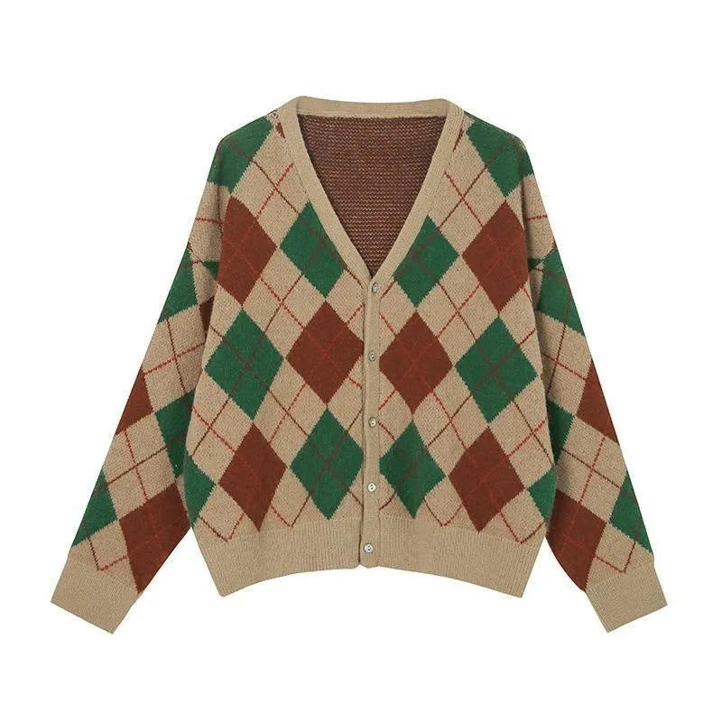 Macaron colour knitted casual cardigan in Japanese and Korean style with regular sleeves