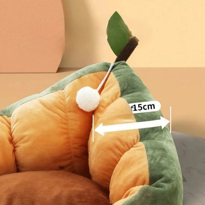 Soft cotton pet bed for cats and dogs in green colour, showing removable cover and padded interior.