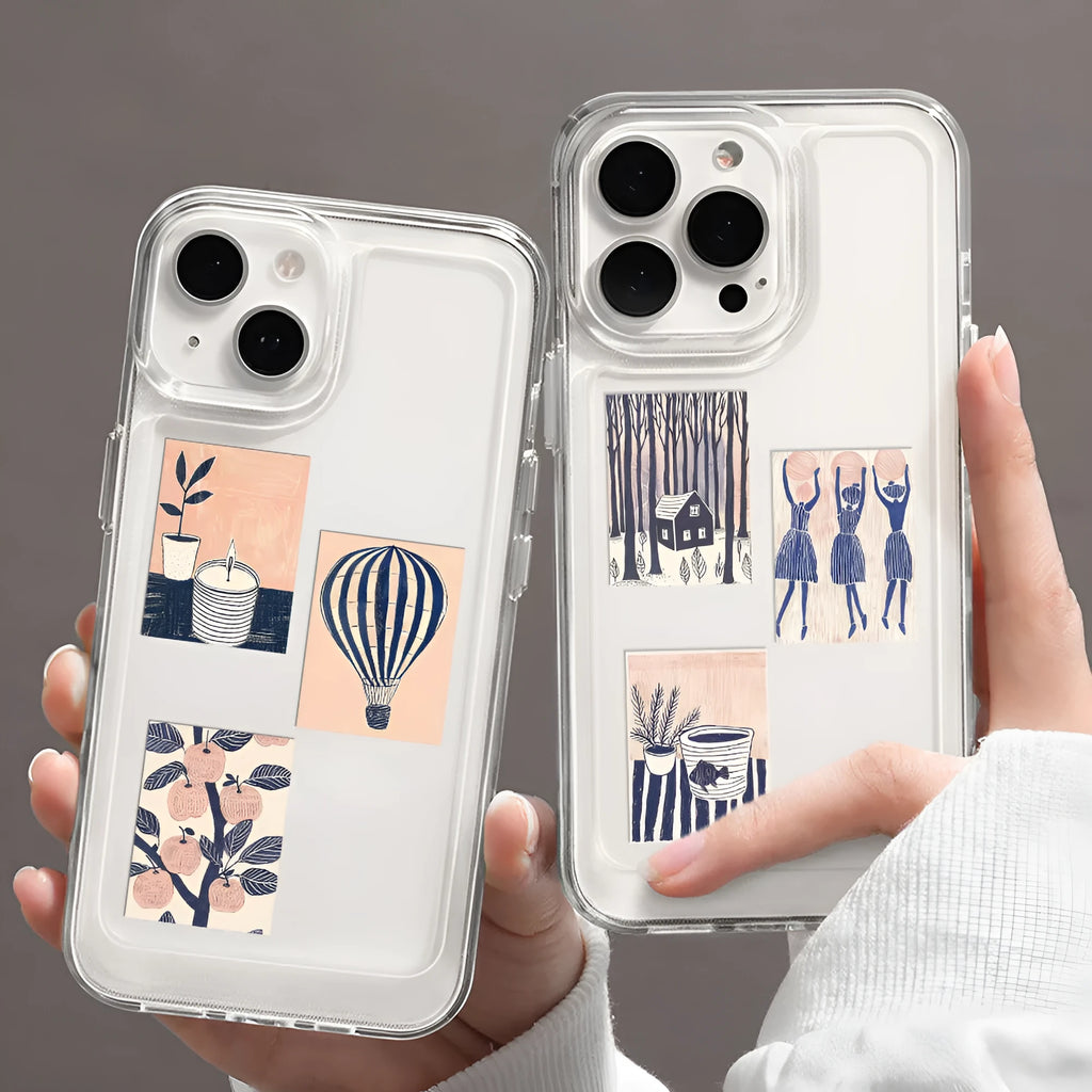 Abstract art sticker pack with 55 cartoon style printed stickers sized 4-6cm for home craft use
