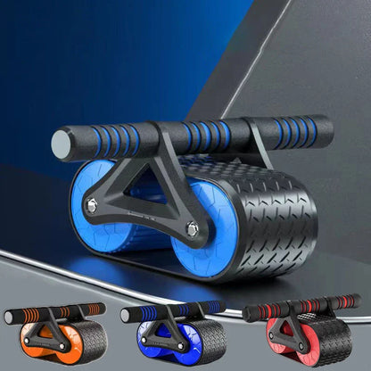 Premium Abdominal Workout Roller with Dual Wheels, Comfortable Grip, and Automatic Rebound Action for Core Strengthening and Fitness Training