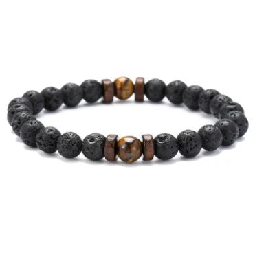 Premium men's black volcanic stone bracelet with unique, durable design and adjustable fit