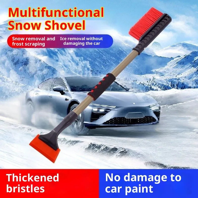 Car alloy snow shovel windshield scraper with double-headed design, telescopic or straight handle, Metal Multifunctional colour