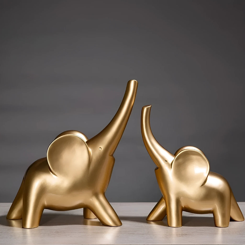 Modern simple style resin elephant ornament in rose gold or white, available in large and small sizes.