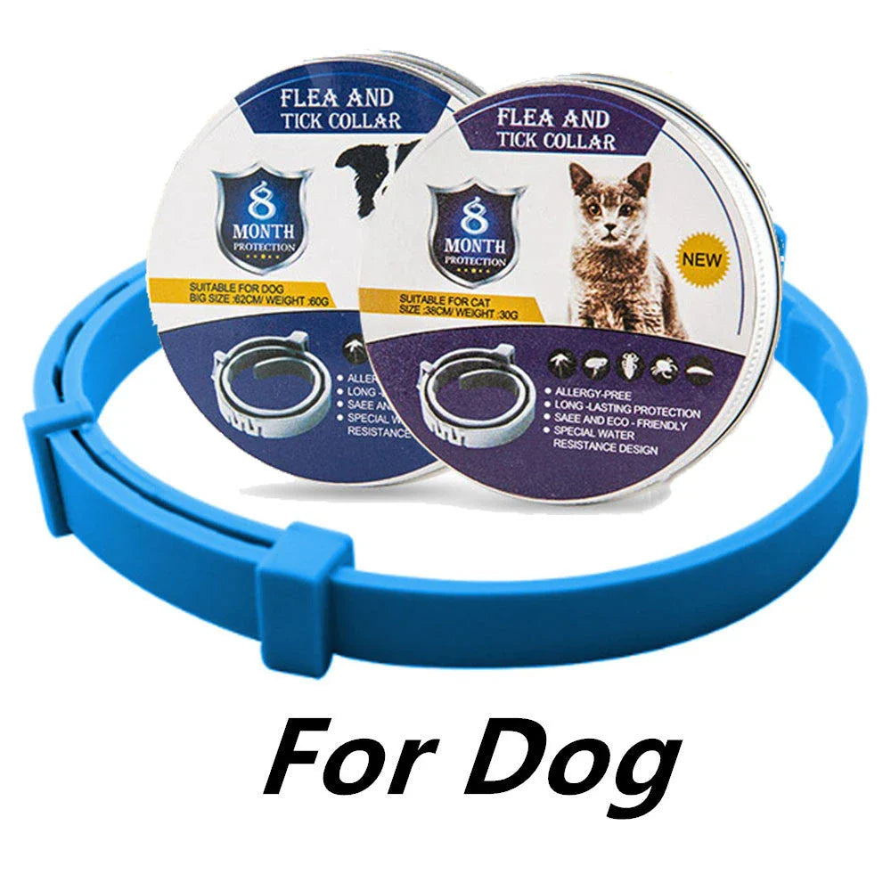 Adjustable insect repellent collar for cats and dogs, made with natural plant-based ingredients to provide up to 8 months of pest protection