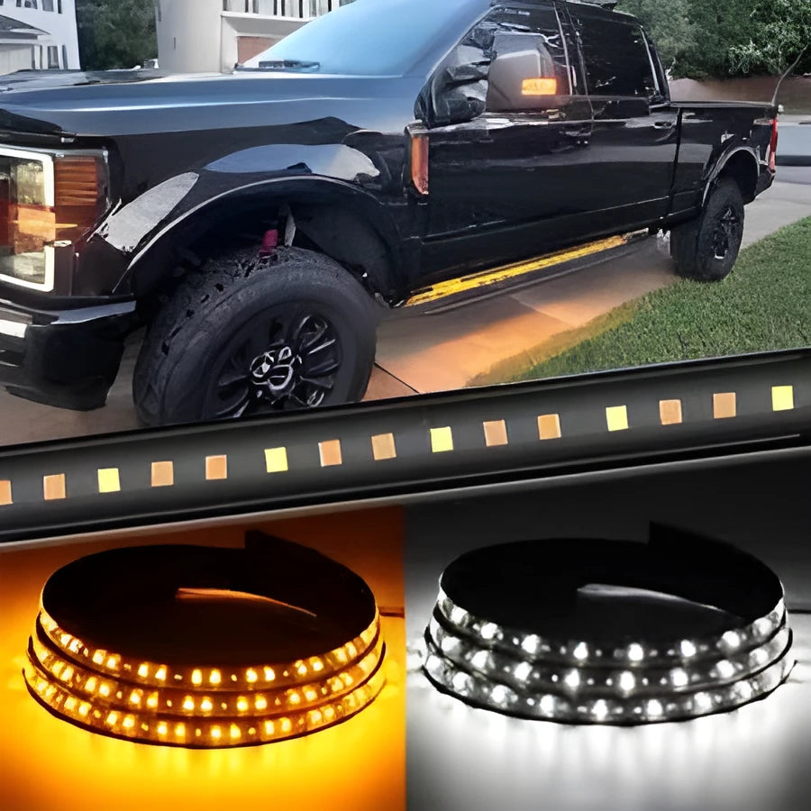 White yellow vehicle pedal streamer lights in 150cm and 180cm lengths with IP68 rating