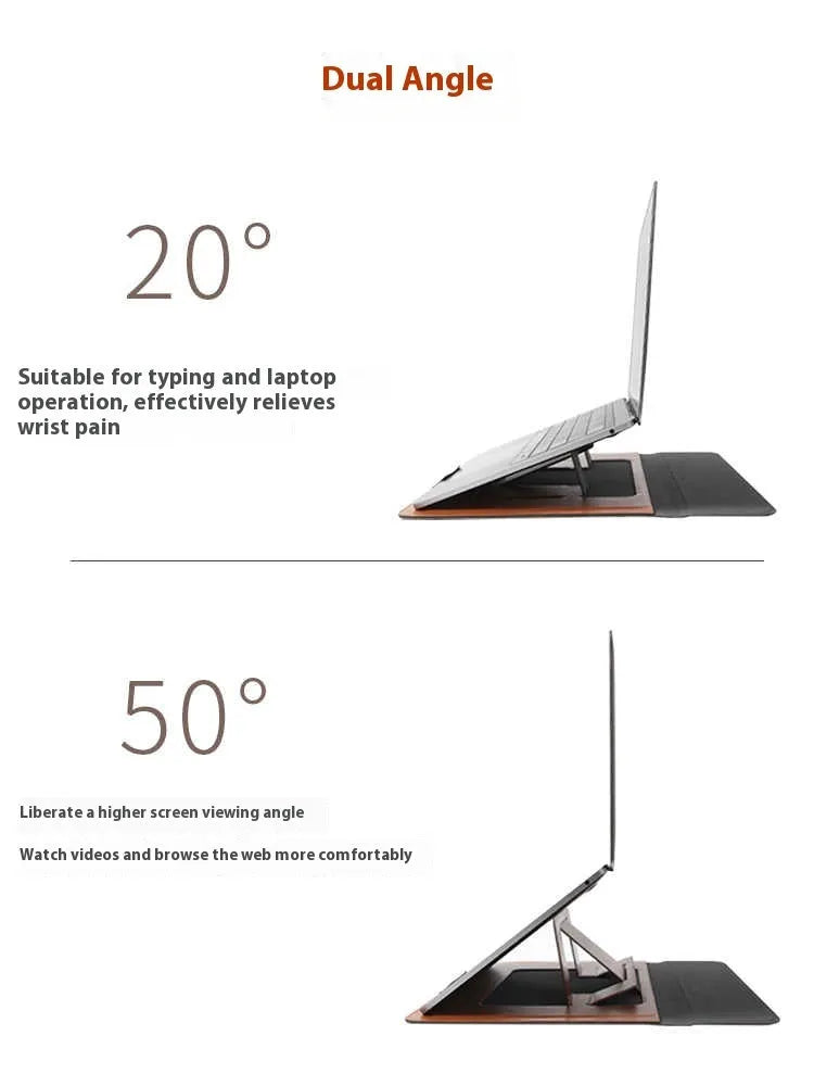 13.3-inch laptop bag with integrated bracket in black and brown colours with computer bag holder