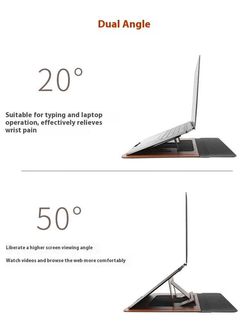 13.3-inch laptop bag with integrated bracket in black and brown colours with computer bag holder