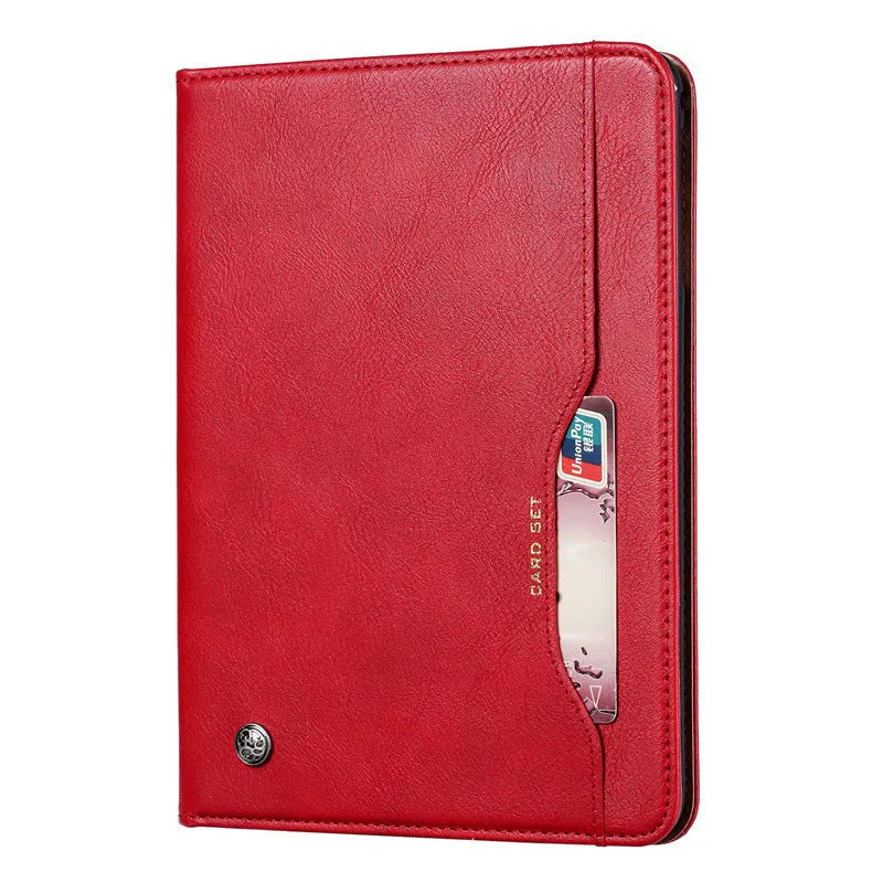 Classic kneading leather flip protective cover for Apple iPad in black, showing business design.
