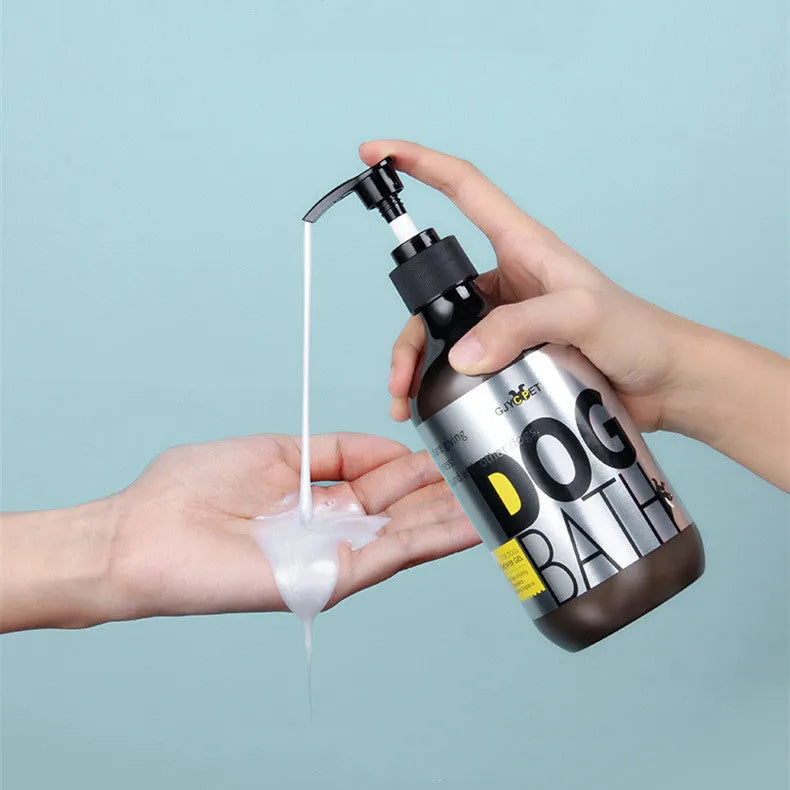 100ml antibacterial deodorising dog shower gel in a plain plastic bottle with a label