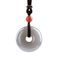 Hetian jade safety buckle pendant necklace, 24mm unisex design in gray jade or smoky violet