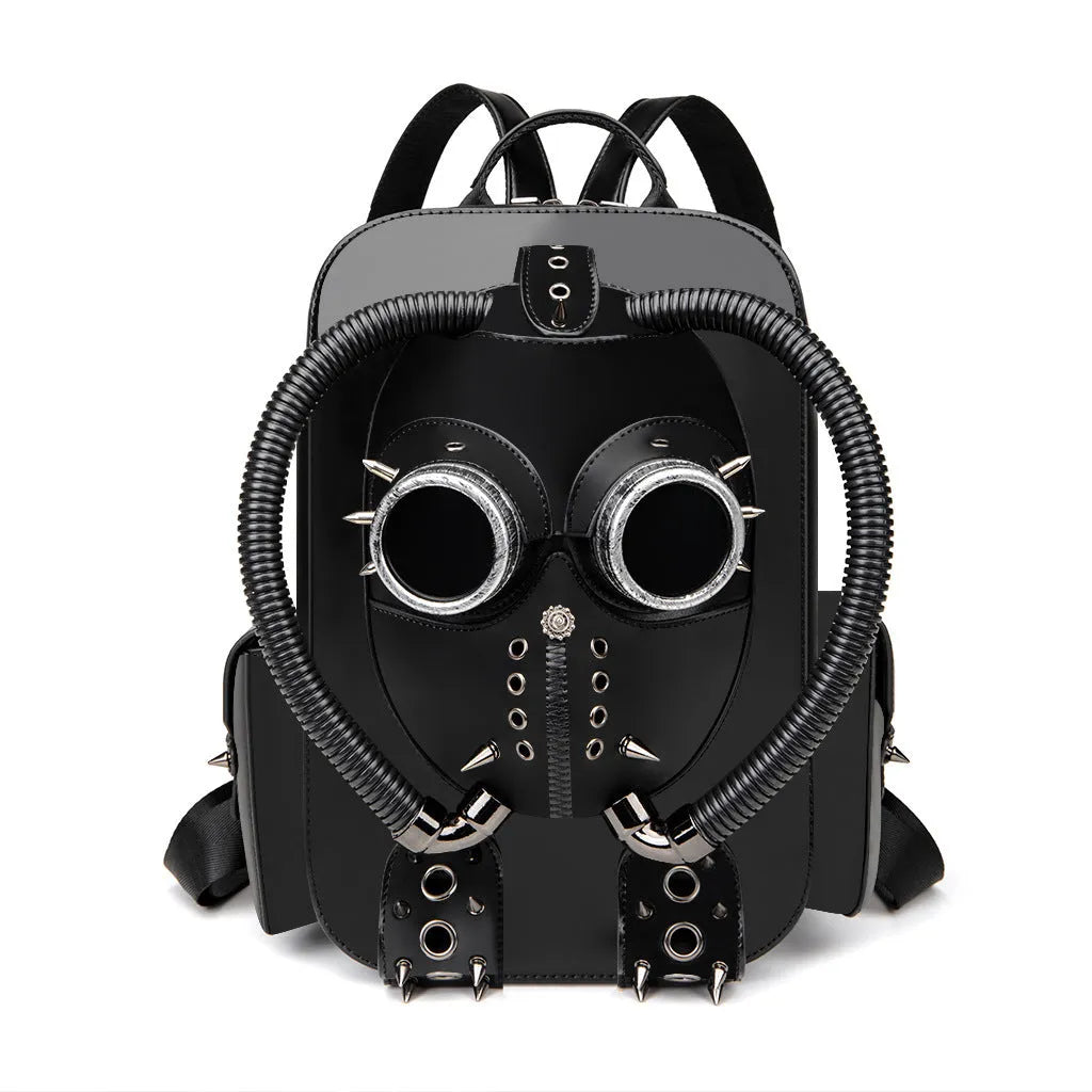 Halloween skull motif studded men's backpack in black colour variations