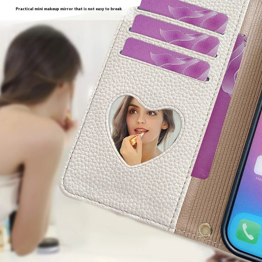 Handmade PU TPU phone shell for Apple iPhone with lanyard bracket and card slot, gray colour