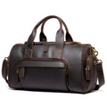 Leather men's hand luggage bag large capacity retro coffee colour with shoulder strap