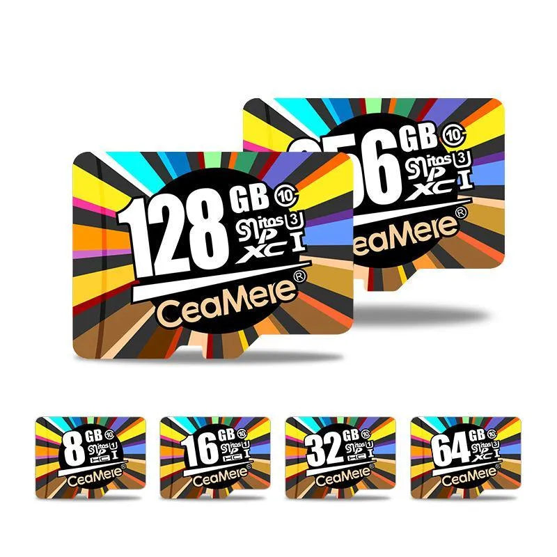 Micro SD memory card Class 10 with 10MB/s read write speed, available in 8GB to 256GB capacities for smartphones, tablets, and dash cams