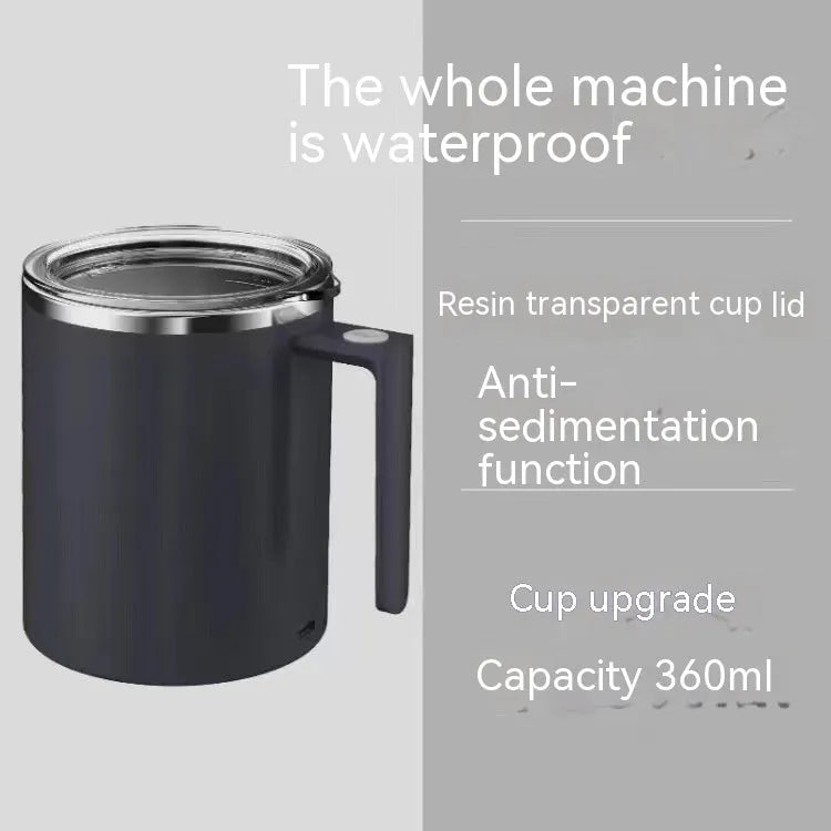 Portable smart magnetic automatic mixing coffee cup in solid colours with stainless steel interior