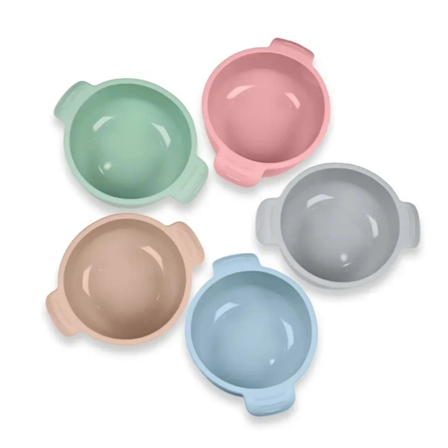 Silicone pet bowl with suction cup base in beige, blue, grey, green or pink colours