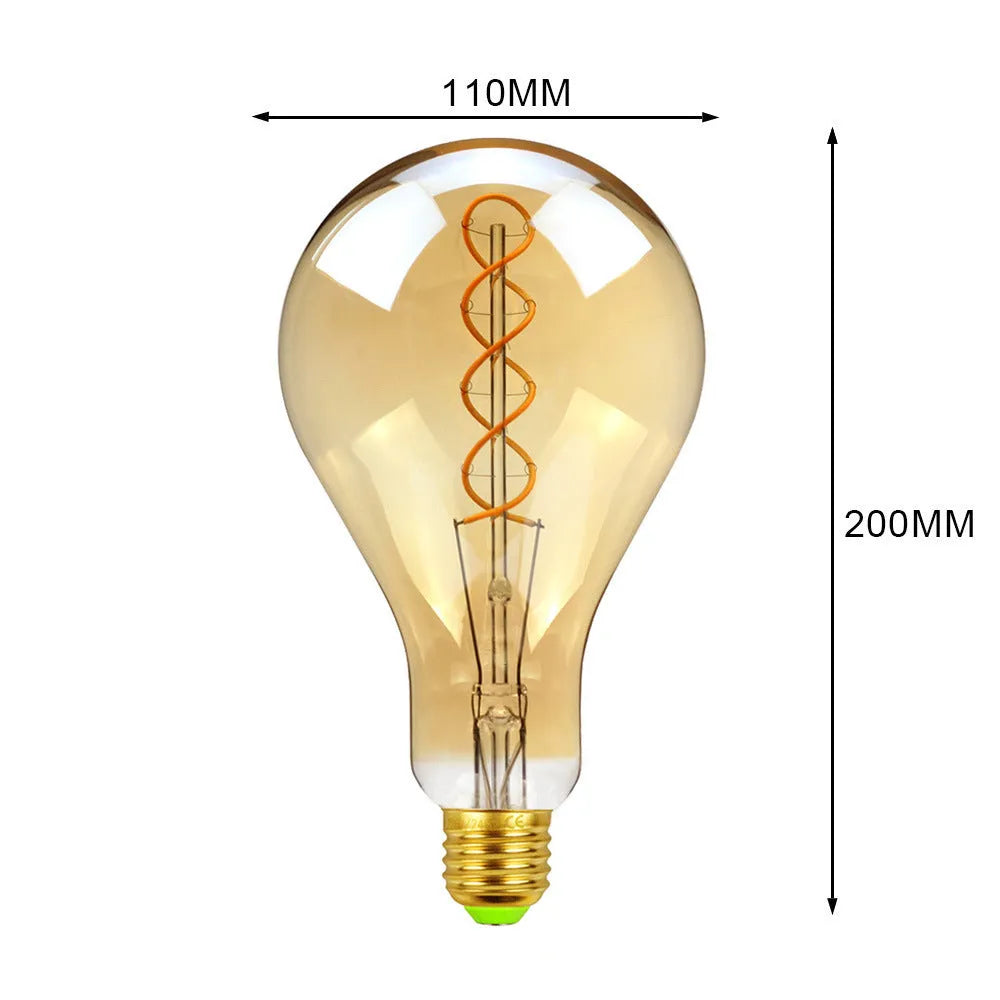 Double helix golden LED soft light strip with A110 power supply measuring 110mm by 200mm