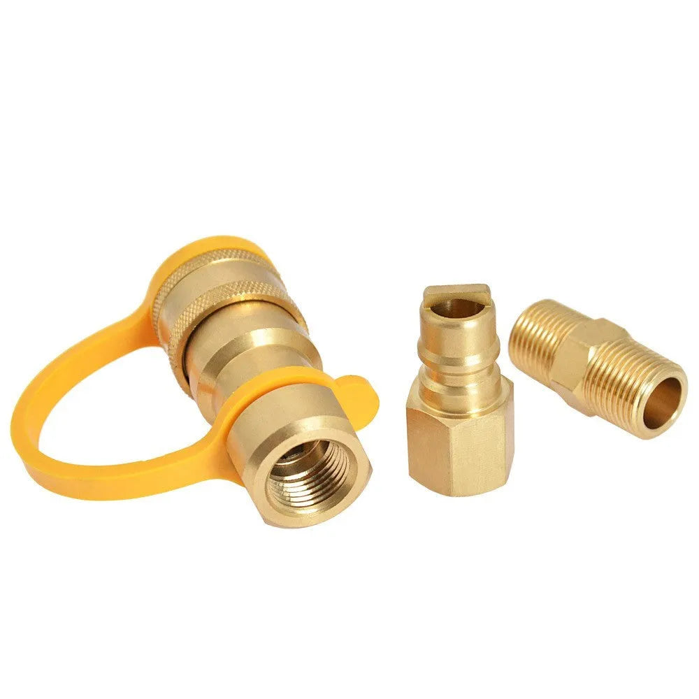 Gold brass gas propane conversion charging connector with 3/8 thread